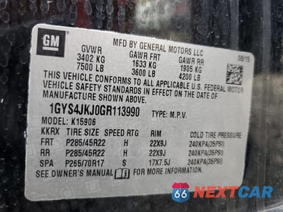 Zdjęcie 13 z 15 samochodu: 2016 CADILLAC ESCALADE ESV PREMIUM VIN:1GYS4JKJ0GR113990 - miniatura