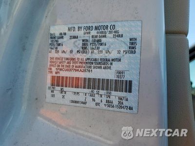 Zdjęcie 12 z 12 samochodu: 2009 FORD ESCAPE XLT VIN:1FMCU03779KA25761 - miniatura