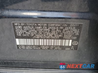 Zdjęcie 13 z 13 samochodu: 2011 LEXUS IS VIN:JTHBF5C21B5155033 - miniatura