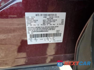 Zdjęcie 14 z 14 samochodu: 2021 FORD EDGE TITANIUM VIN:2FMPK4K94MBA26922 - miniatura