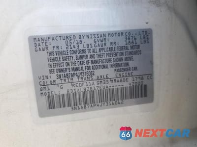 Zdjęcie 12 z 12 samochodu: 2018 NISS SENTRA S VIN:3N1AB7AP4JY316062 - miniatura