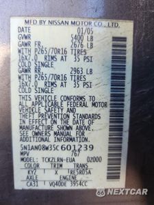 Zdjęcie 14 z 16 samochodu: 2005 NISSAN XTERRA OFF ROAD VIN:5N1AN08W35C601239 - miniatura