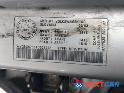 Zdjęcie 13 z 13 samochodu: 2004 VOLKSWAGEN TOUAREG 3.2 VIN:WVGBC67L54D026798 - miniatura