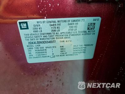 Zdjęcie 13 z 15 samochodu: 2012 GMC TERRAIN SLE VIN:2GKALSEK0C6340377 - miniatura