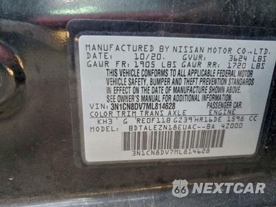 Zdjęcie 12 z 12 samochodu: 2021 NISSAN VERSA S VIN:3N1CN8DV7ML814628 - miniatura