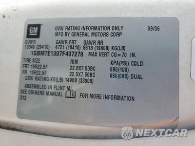 Zdjęcie 10 z 10 samochodu: 2007 CHEVROLET C7500 TRUCK CAB AND CHASSIS VIN:1GBM7E1397F407278 - miniatura