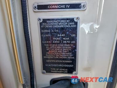 Zdjęcie 13 z 13 samochodu: 1994 ROLLS-ROYCE CORNICHE IV VIN:SCAZD02CXRCX50057 - miniatura
