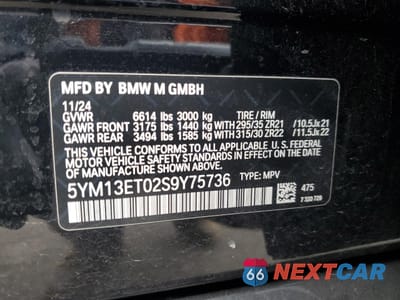 Zdjęcie 13 z 13 samochodu: 2025 BMW X5 M COMPETITION VIN:5YM13ET02S9Y75736 - miniatura