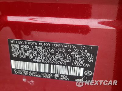 Zdjęcie 12 z 12 samochodu: 2012 LEXUS ES 350 VIN:JTHBK1EG1C2487652 - miniatura