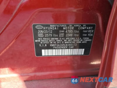 Zdjęcie 12 z 12 samochodu: 2012 HYUNDAI AZERA GLS VIN:KMHFG4JG5CA183172 - miniatura