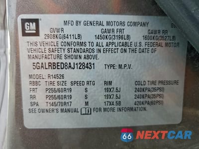 Zdjęcie 13 z 15 samochodu: 2010 BUICK ENCLAVE CXL VIN:5GALRBED8AJ128431 - miniatura