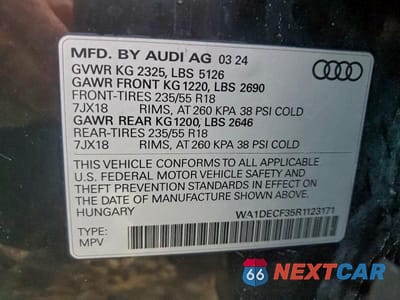 Zdjęcie 13 z 13 samochodu: 2024 AUDI Q3 PREMIUM S LINE 45 VIN:WA1DECF35R1123171 - miniatura