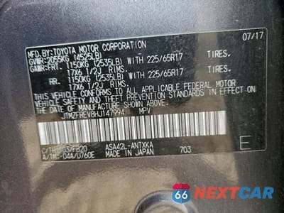 Zdjęcie 12 z 12 samochodu: 2017 TOYOTA RAV4 LE VIN:JTMZFREV8HJ147994 - miniatura