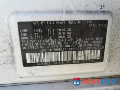 Zdjęcie 13 z 13 samochodu: 2013 SUBARU LEGACY 2.5I VIN:4S3BMBA61D3024274 - miniatura