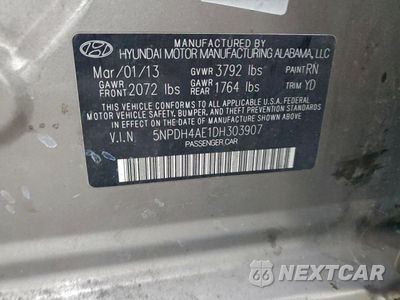 Zdjęcie 12 z 12 samochodu: 2013 HYUNDAI ELANTRA GLS VIN:5NPDH4AE1DH303907 - miniatura
