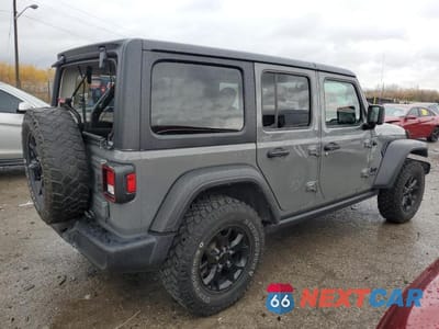 Trzecie zdjęcie samochodu z tyłu: 2021 JEEP WRANGLER UNLIMITED SPORT VIN:1C4HJXDN4MW791621 - miniatura