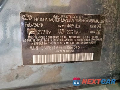 Zdjęcie 12 z 12 samochodu: 2017 HYUNDAI SONATA SE VIN:5NPE24AF7HH567346 - miniatura