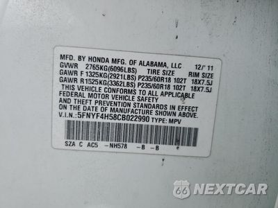 Zdjęcie 13 z 15 samochodu: 2012 HONDA PILOT EXL VIN:5FNYF4H58CB022990 - miniatura