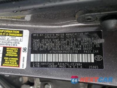 Zdjęcie 12 z 12 samochodu: 2022 TOYOTA CAMRY LE VIN:4T1C11BKXNU050110 - miniatura