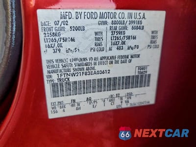 Zdjęcie 12 z 12 samochodu: 2003 FORD SUPER DUTY F-250 LAR VIN:1FTNW21F83EA03612 - miniatura