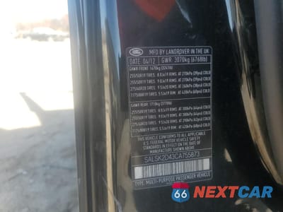 Zdjęcie 12 z 14 samochodu: 2012 LAND ROVER RANGE ROVER SPORT HSE LUXURY VIN:SALSK2D43CA755873 - miniatura