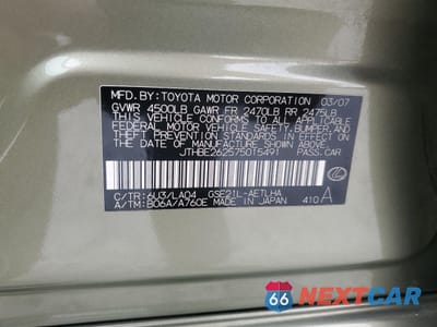 Zdjęcie 12 z 12 samochodu: 2007 LEXUS IS 350 VIN:JTHBE262575015491 - miniatura