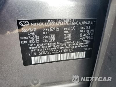 Zdjęcie 13 z 13 samochodu: 2019 HYUNDAI SANTA FE LIMITED VIN:5NMS53ADXKH041591 - miniatura