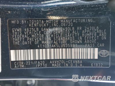 Zdjęcie 13 z 13 samochodu: 2020 TOYOTA CAMRY LE VIN:4T1C31AK5LU535991 - miniatura