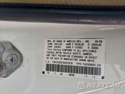 Zdjęcie 12 z 12 samochodu: 2008 HONDA ACCORD EXL VIN:1HGCS22819A003536 - miniatura