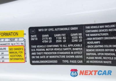 Zdjęcie 10 z 10 samochodu: 2019 BUICK CASCADA SPORT TOURING VIN:W04WJ3N50KG300283 - miniatura