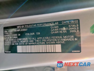 Zdjęcie 12 z 12 samochodu: 2023 POLESTAR 2 VIN:YSMET3KA9PL123507 - miniatura