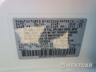 Zdjęcie 12 z 14 samochodu: 2014 NISSAN SENTRA S VIN:3N1AB7AP7EY260818 - miniatura