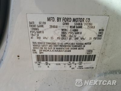 Zdjęcie 13 z 13 samochodu: 2010 FORD EDGE SEL VIN:2FMDK3JC9ABA12049 - miniatura