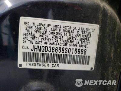 Zdjęcie 12 z 14 samochodu: 2008 HONDA FIT SPORT VIN:JHMGD38668S016988 - miniatura