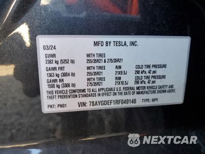 Zdjęcie 12 z 12 samochodu: 2024 TESLA MODEL Y VIN:7SAYGDEF1RF049146 - miniatura