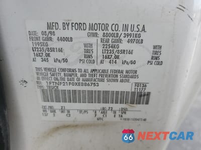 Zdjęcie 12 z 13 samochodu: 1999 FORD F250 SUPER DUTY VIN:1FTNF21F0XEB86753 - miniatura