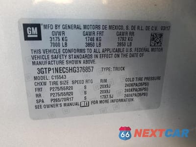 Zdjęcie 12 z 12 samochodu: 2017 GMC SIERRA C1500 SLT VIN:3GTP1NEC5HG376857 - miniatura