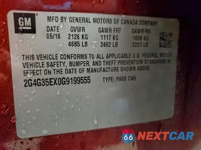 Zdjęcie 12 z 14 samochodu: 2016 BUICK REGAL SPORT TOURING VIN:2G4G35EX0G9199555 - miniatura