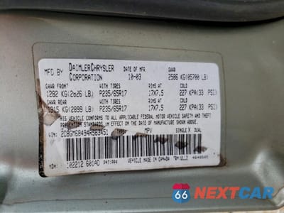 Zdjęcie 13 z 15 samochodu: 2004 CHRYSLER PACIFICA VIN:2C8GM68494R583451 - miniatura