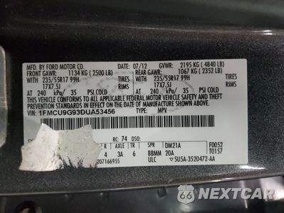 Zdjęcie 13 z 13 samochodu: 2013 FORD ESCAPE SE VIN:1FMCU9G93DUA53456 - miniatura