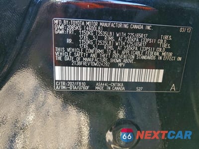 Zdjęcie 13 z 13 samochodu: 2013 TOYOTA RAV4 LE VIN:2T3BFREV1DW024292 - miniatura