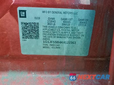 Zdjęcie 12 z 12 samochodu: 2019 CHEVROLET SONIC PREMIER VIN:1G1JF5SB4K4122363 - miniatura
