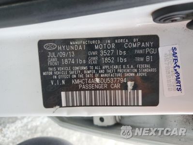 Zdjęcie 12 z 12 samochodu: 2013 HYUNDAI ACCENT GLS VIN:KMHCT4AE6DU537794 - miniatura
