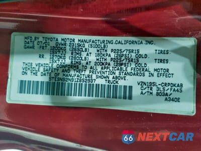 Zdjęcie 12 z 12 samochodu: 2001 TOYOTA TACOMA PRERUNNER V6 VIN:5TESN92N91Z852937 - miniatura