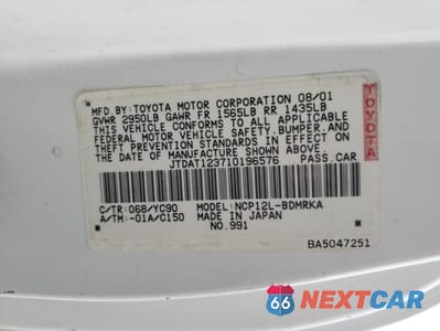 Zdjęcie 12 z 14 samochodu: 2001 TOYOTA ECHO VIN:JTDAT123710196576 - miniatura