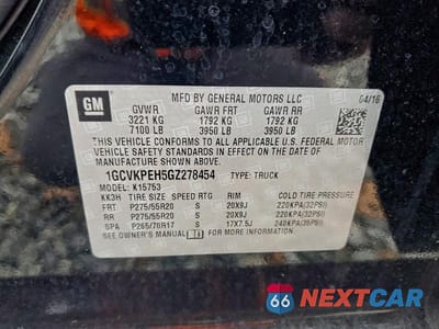 Zdjęcie 12 z 12 samochodu: 2016 CHEVROLET SILVERADO K1500 CUSTOM VIN:1GCVKPEH5GZ278454 - miniatura
