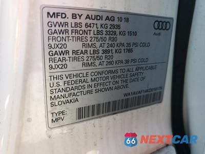 Zdjęcie 13 z 13 samochodu: 2019 AUDI Q8 PREMIUM VIN:WA1AVAF14KD010175 - miniatura