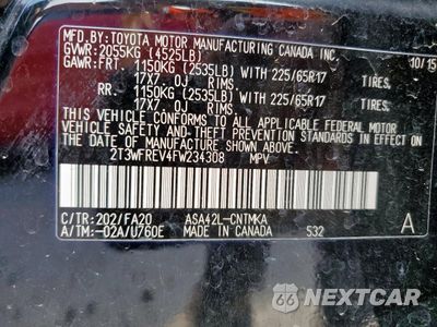 Zdjęcie 12 z 14 samochodu: 2015 TOYOTA RAV4 XLE VIN:2T3WFREV4FW234308 - miniatura