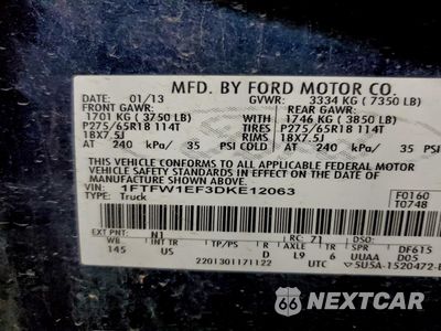 Zdjęcie 12 z 12 samochodu: 2013 FORD F150 SUPER VIN:1FTFW1EF3DKE12063 - miniatura