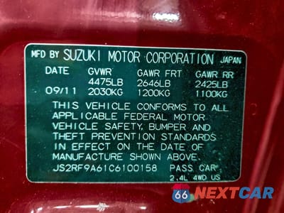 Zdjęcie 12 z 12 samochodu: 2012 SUZUKI KIZASHI SPORT GTS VIN:JS2RF9A61C6100158 - miniatura